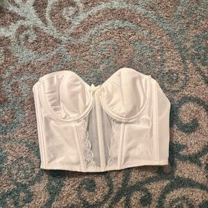 Vintage white strapless longline corset top